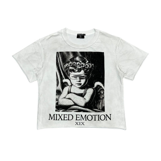 Mixed Emotion Oversize XIX Tee - Black — Mixed Emotion premium streetwear, short-sleeve cotton tee, front view