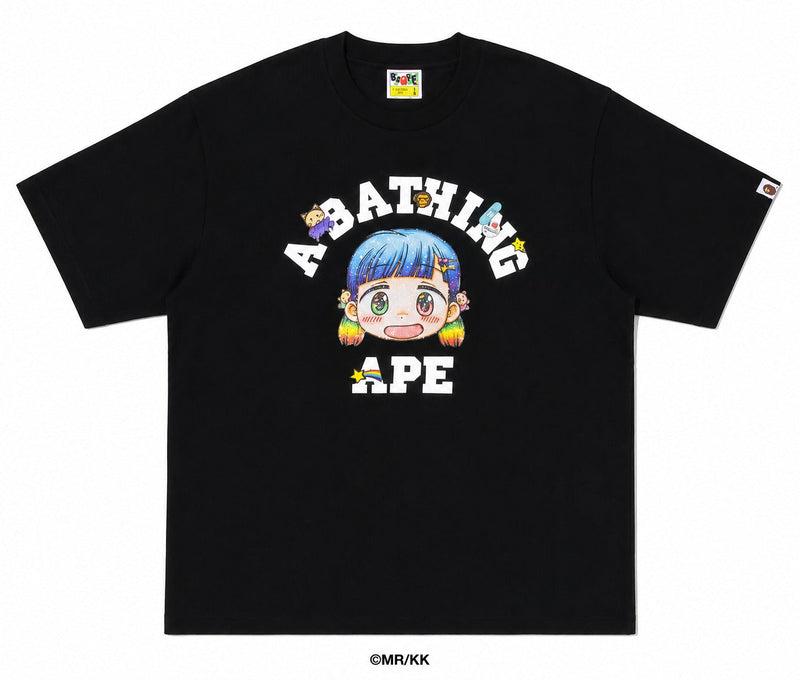 BAPE x Mr. - College Relaxed Fit Tee - Black — front view