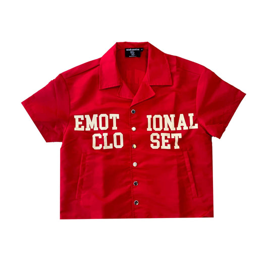 Red "Backyard" Nylon Shirt — front view