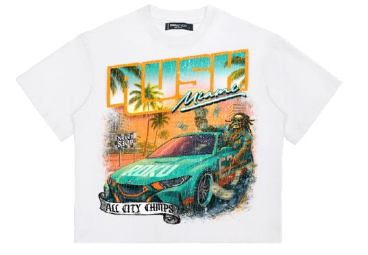 Roku Studio - Miami Boxy Tee - White — front view