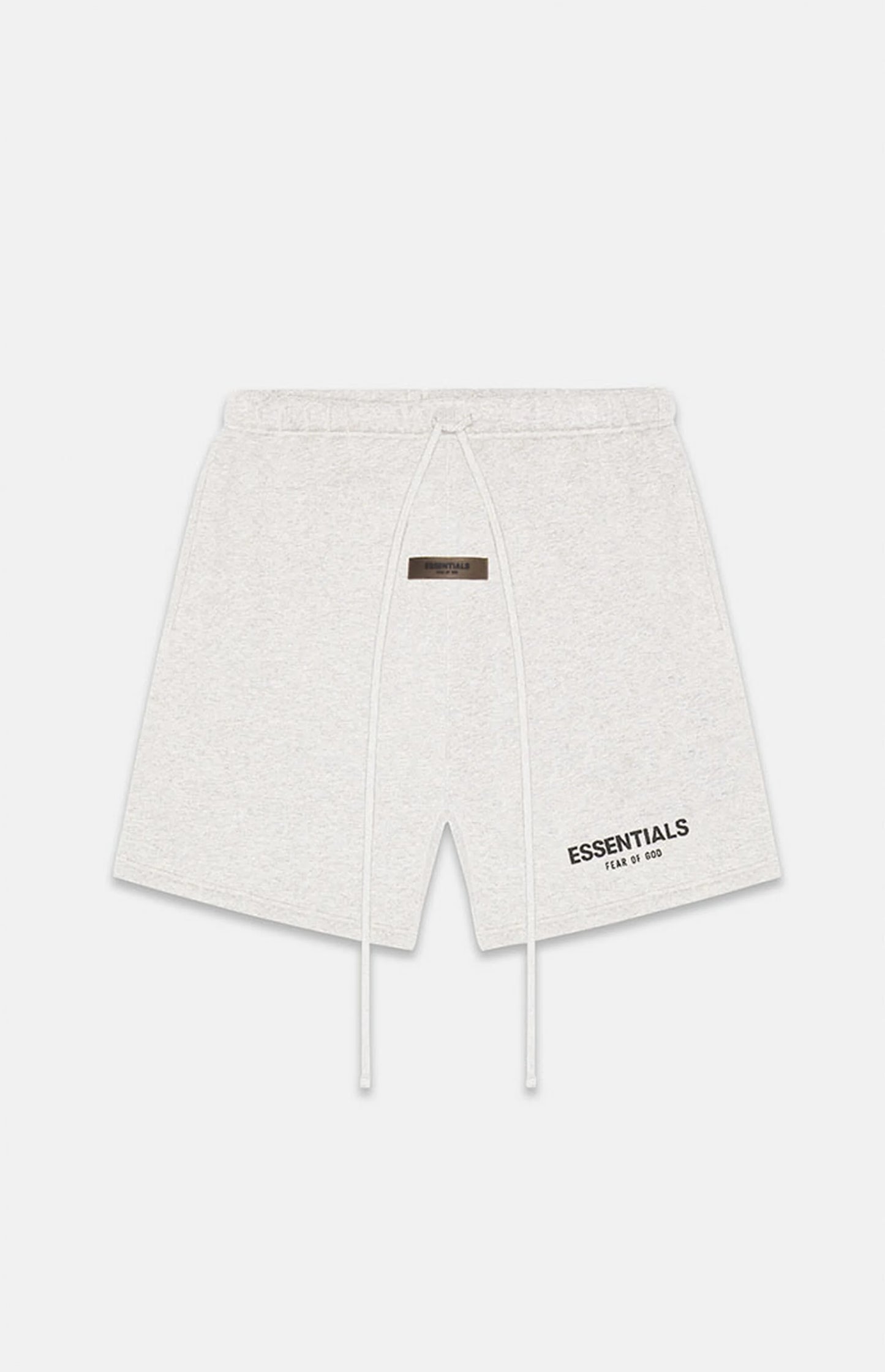 Fear of God Essentials Sweatshorts - Light Oatmeal — Jerry Lorenzo Essentials heavyweight basic, fleece sweatshort, front view