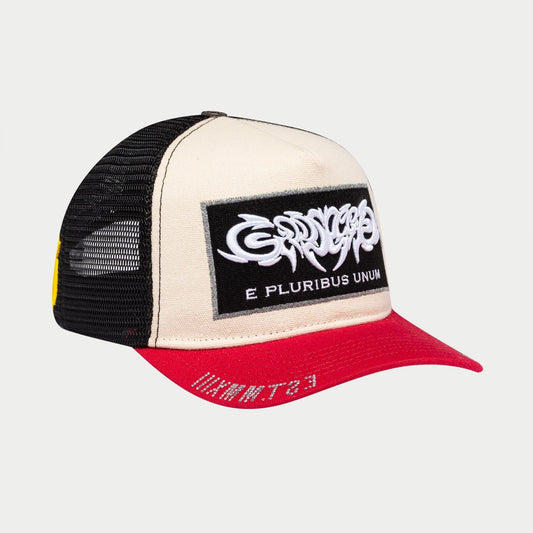 Godspeed - GS E Pluribus Trucker Hat - White/Red — front view