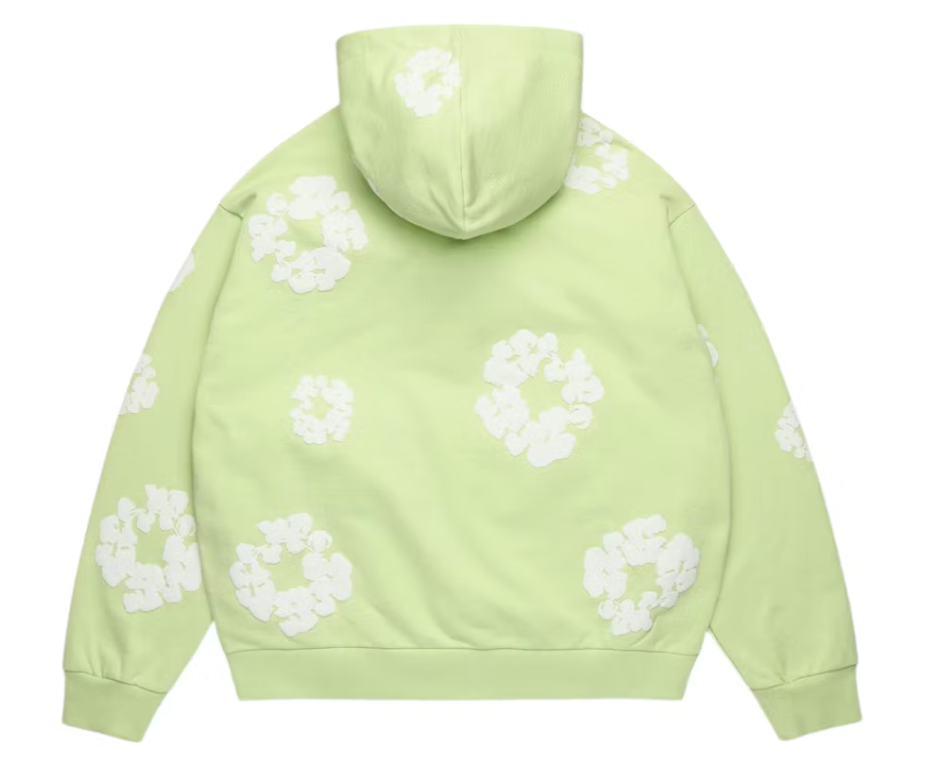 Denim Tears Cotton Wreath Zip Hoodie - Mint — Tremaine Emory Cotton Wreath signature, pullover hoodie, front view