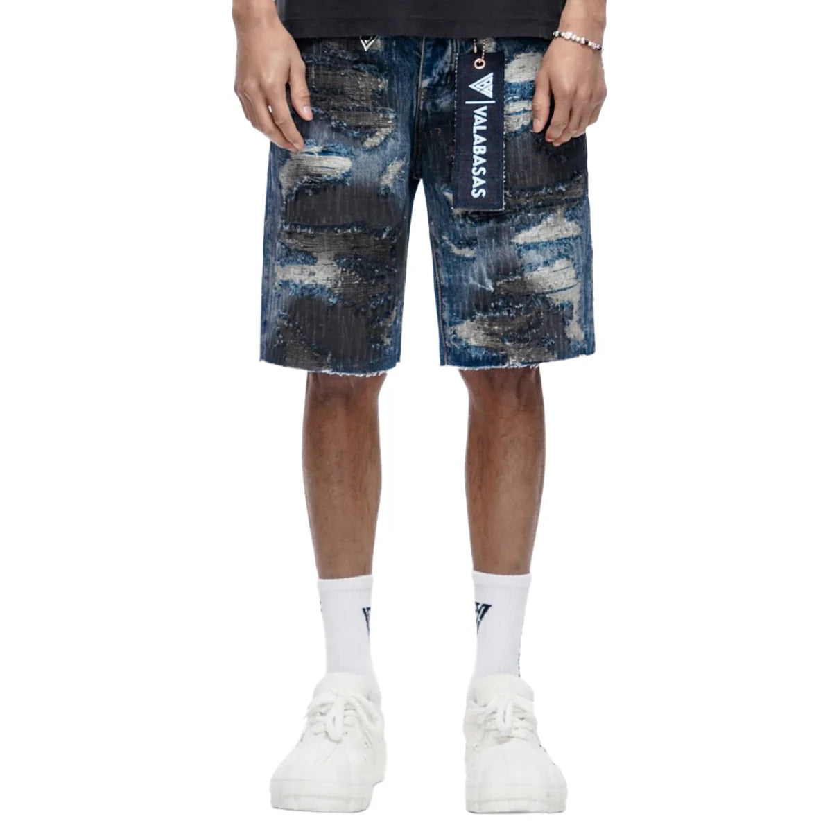 Valabasas - Incise Denim Shorts - Incise - Dark Blue