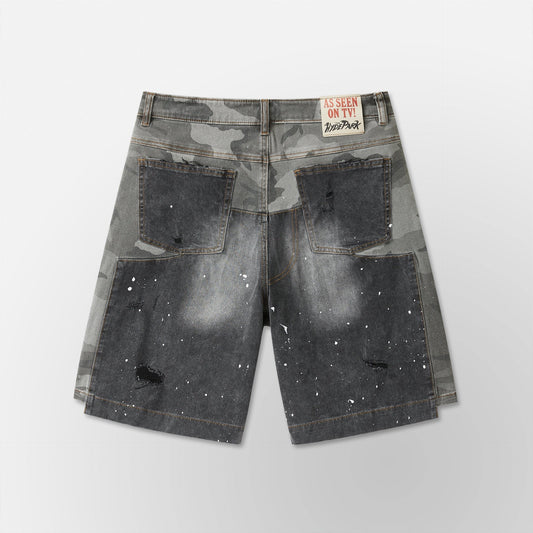 Hyde Park Upcycle Jorts - Camo x Denim - Black — back view