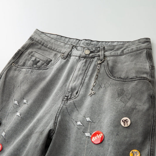 Hyde Park - Over Night Denim Short - Light Gray — front view