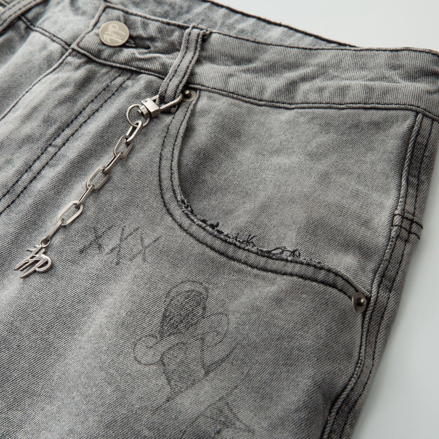 Hyde Park - Over Night Denim Short - Light Gray — front view