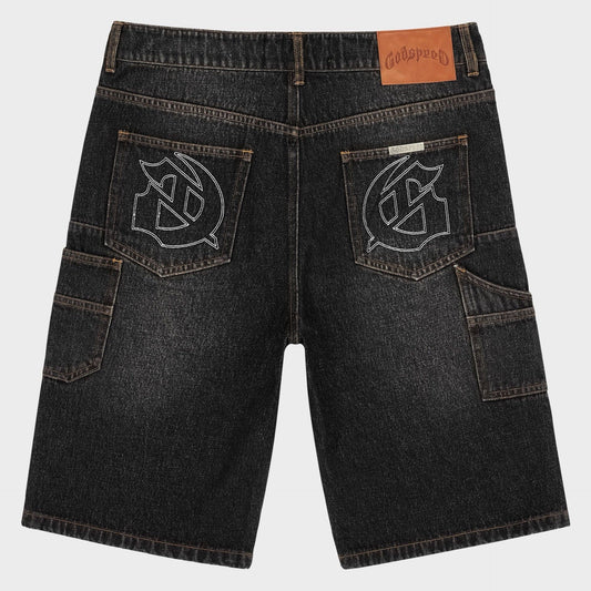 Godspeed - Twin Panel Denim Shorts - Black — front view