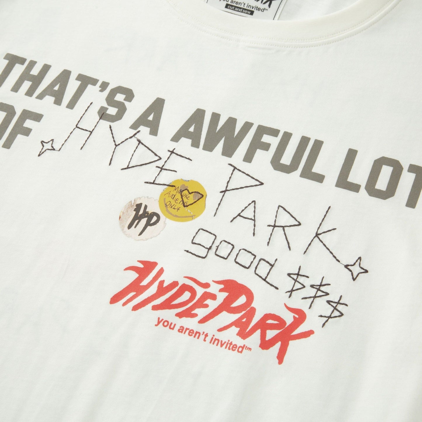 Hyde Park ALOCS Stickered Up Tee - White — front view
