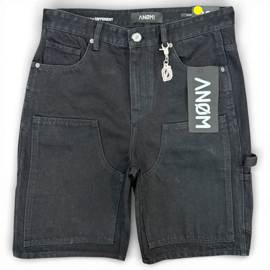 Anom Builder Short in Jet Black denim — front view