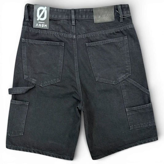 Anom Builder Short in Jet Black denim — front view