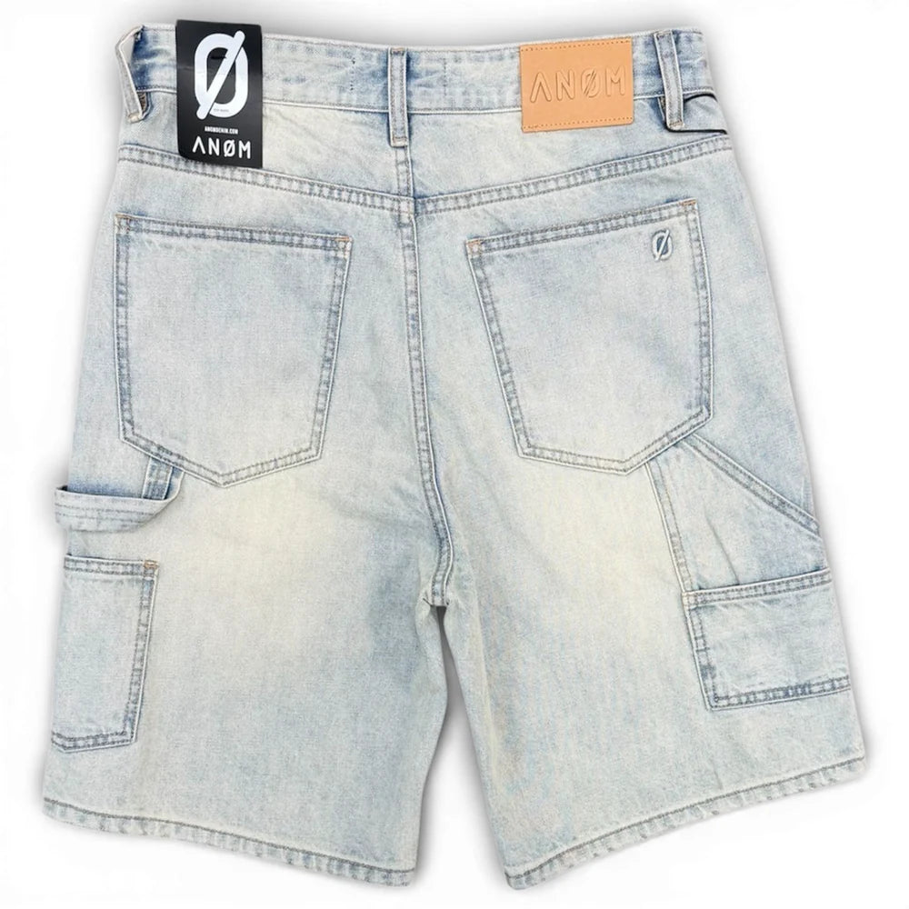 Anom Builder Short in Ice Blue denim — front view