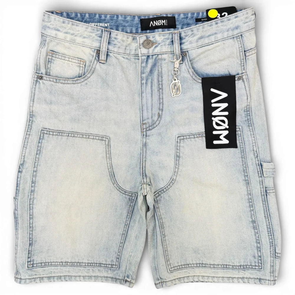 Anom Builder Short in Ice Blue denim — front view