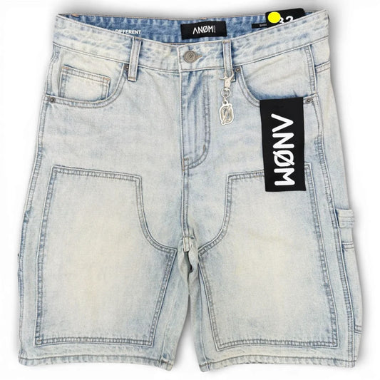 Anom Builder Short in Ice Blue denim — front view