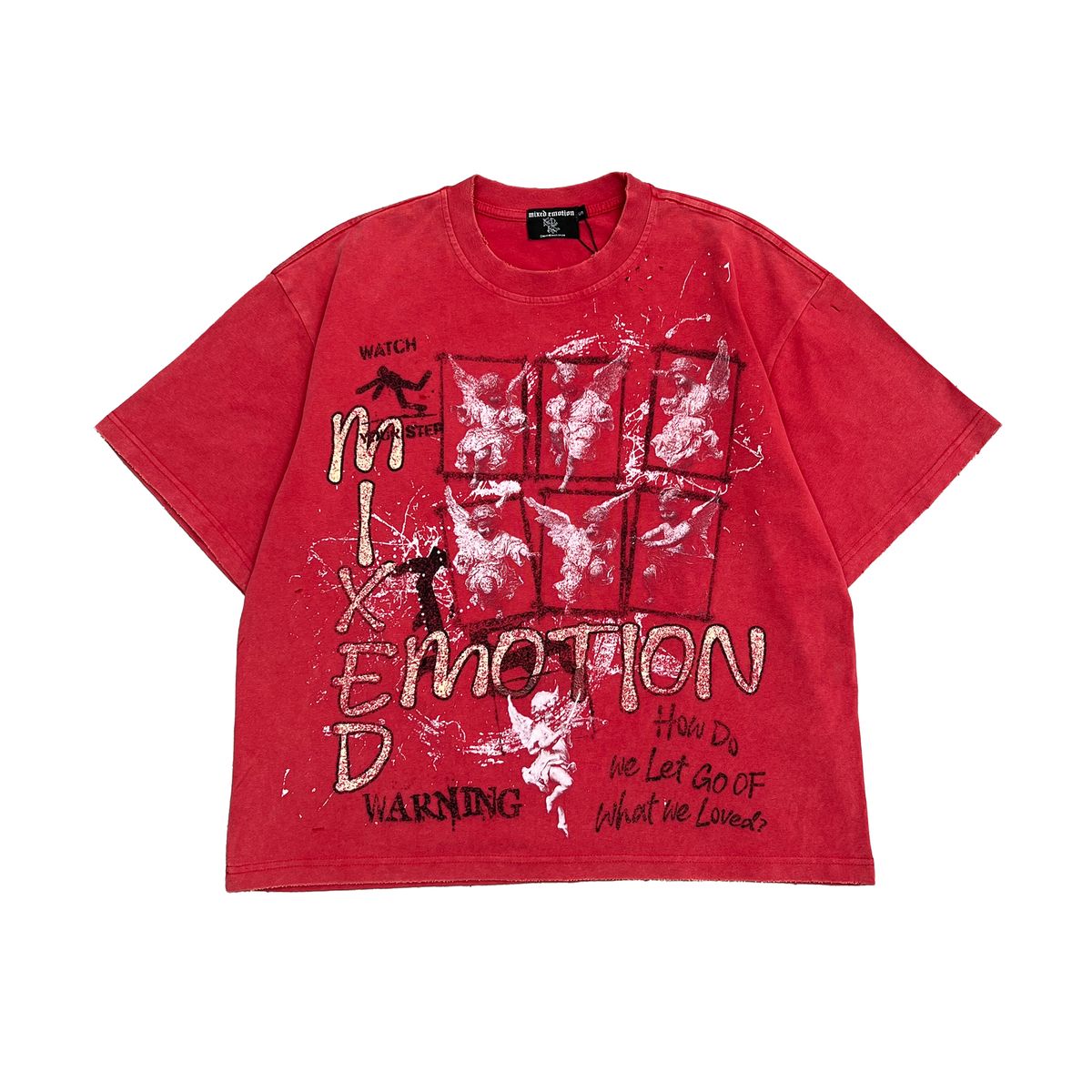 Mixed Emotion Crimson Tee - Red — Mixed Emotion premium streetwear, short-sleeve cotton tee, front view