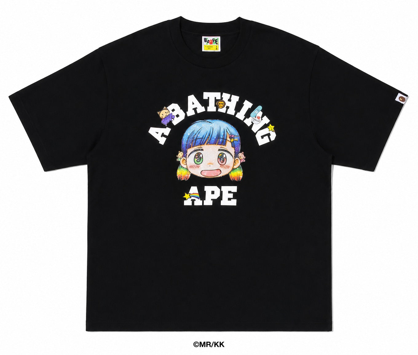 BAPE x Mr. - College Relaxed Fit Tee - Black — front view