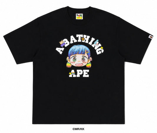 BAPE x Mr. - College Relaxed Fit Tee - Black — front view