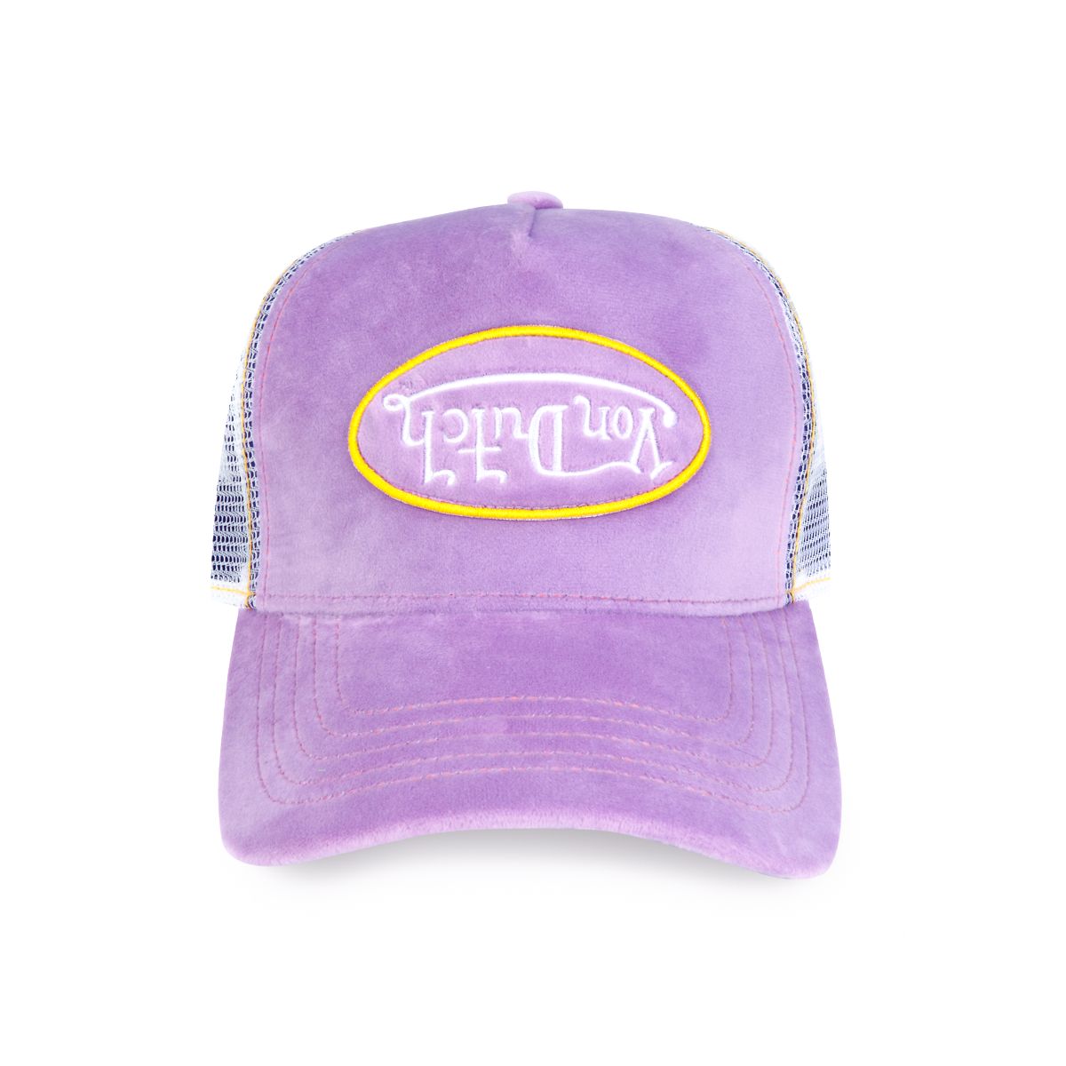 Staple Velvet Trucker Hat - Barely Grape — front view