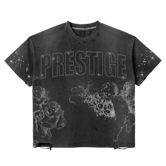 Prestige - Distress Angel Rhinestone Tee — front view