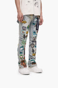 9-57 - Axis Stacked Light Blue Jeans - Light Blue — front view