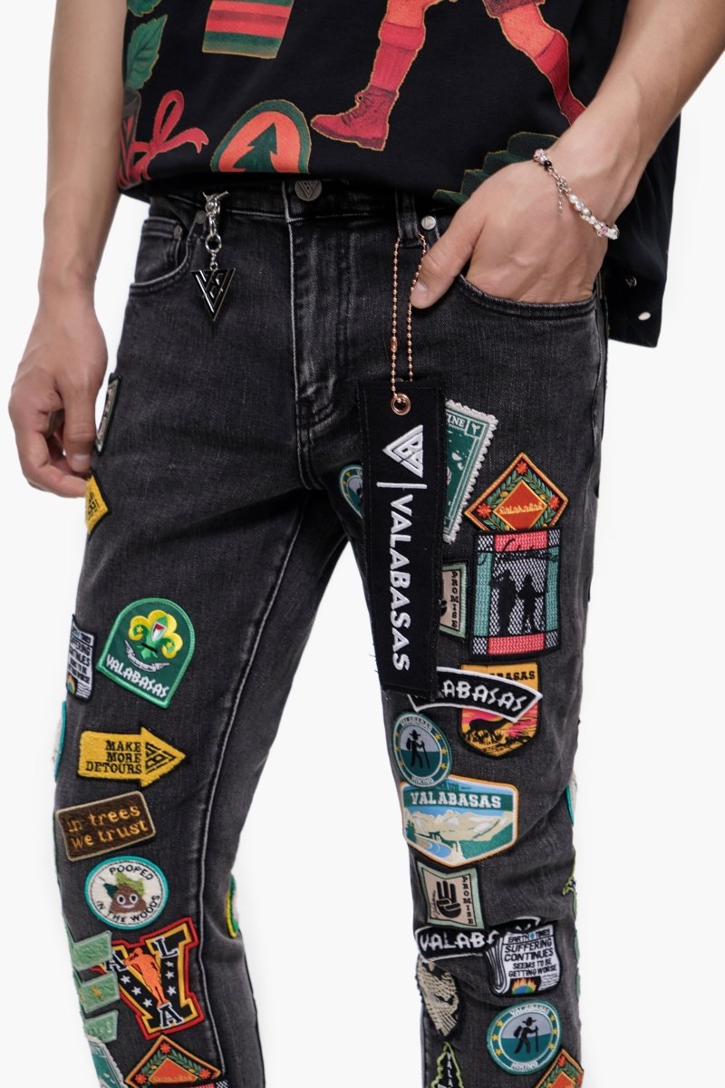 9-57 - Axis Stacked Black Grey Jean - Black Grey — front view