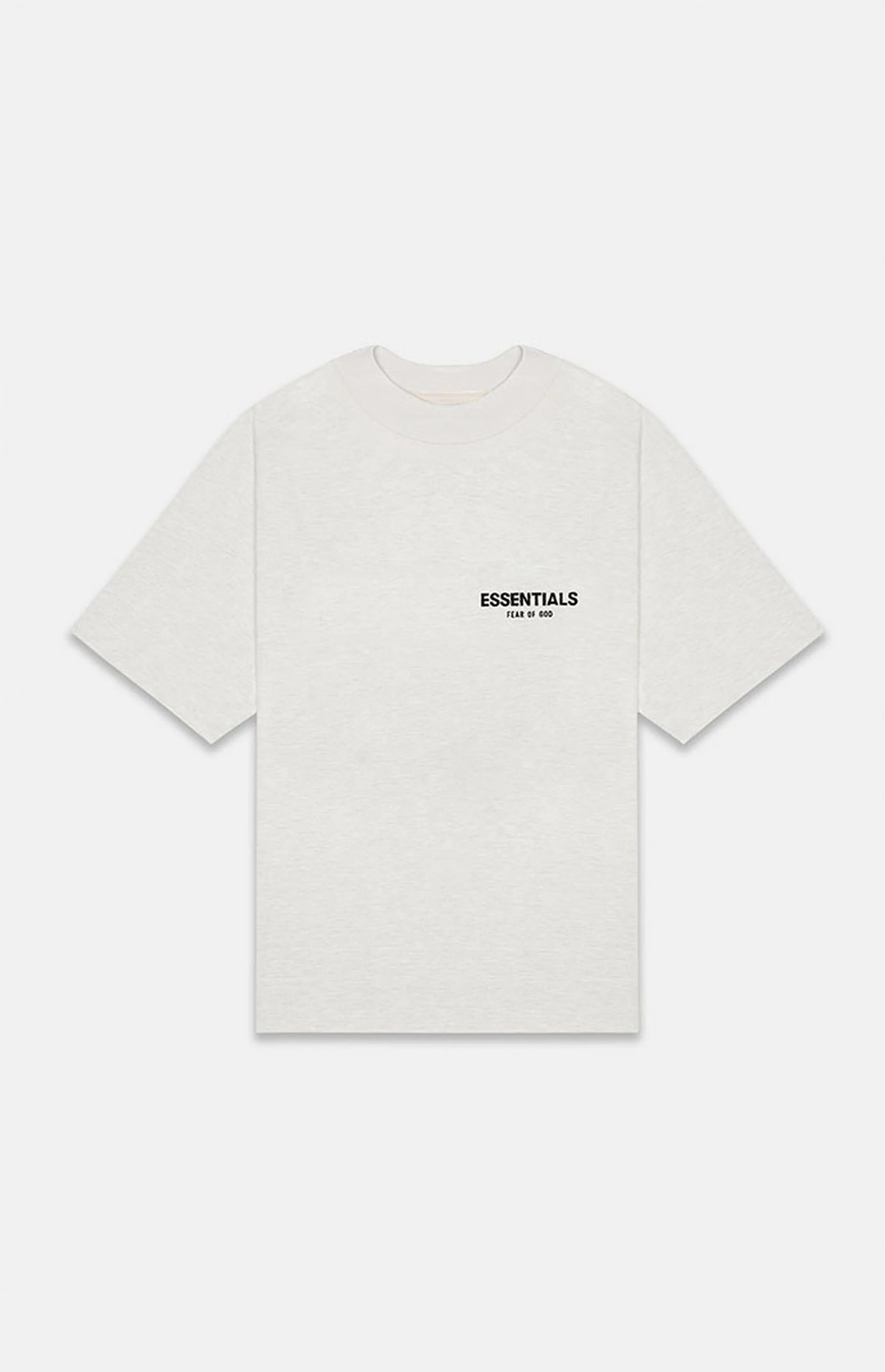 Fear of God Essentials SS22 Tee - Light Oatmeal — Jerry Lorenzo Essentials heavyweight basic, short-sleeve cotton tee, front view