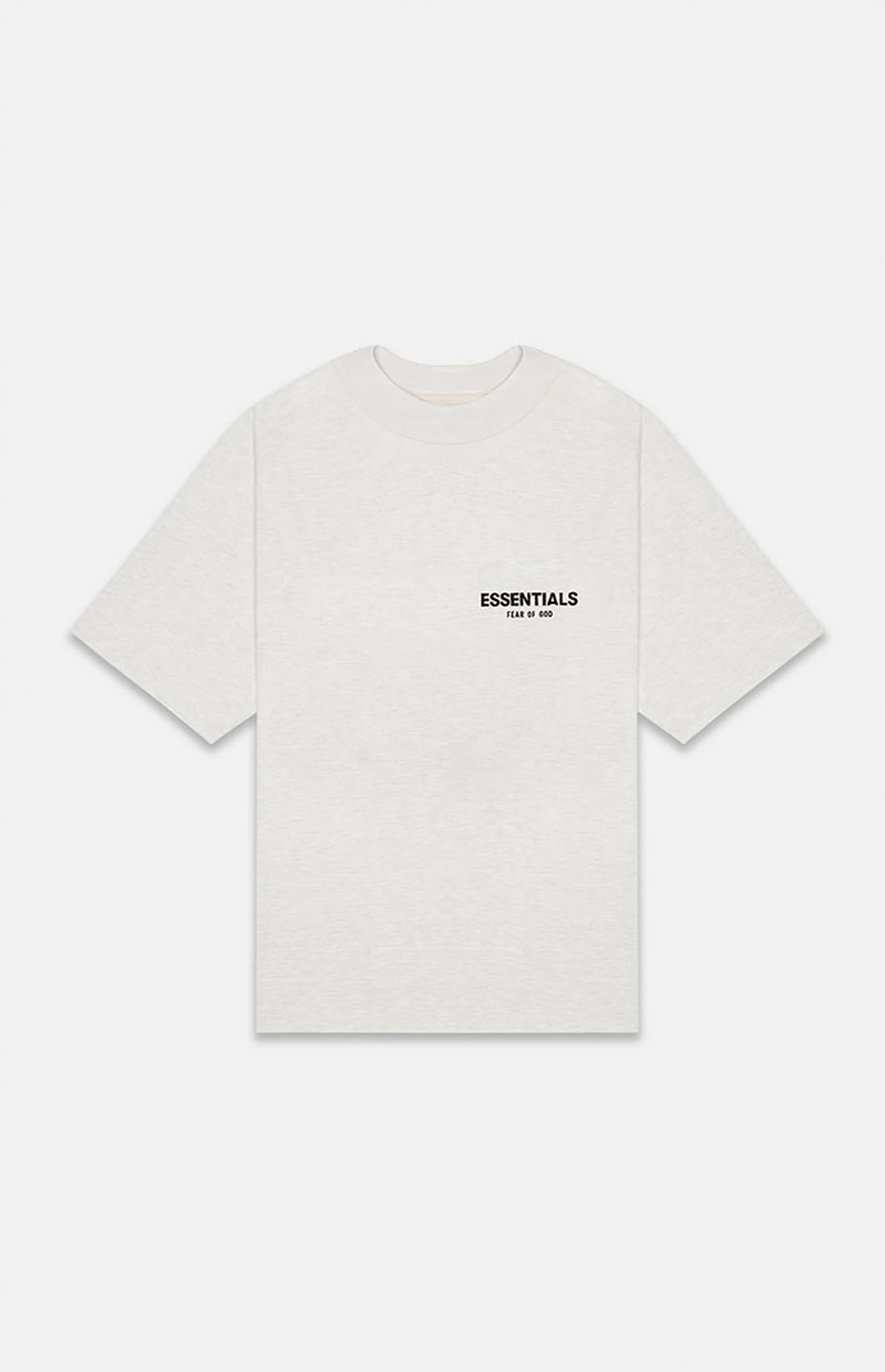 Fear of God Essentials SS22 Tee - Light Oatmeal — Jerry Lorenzo Essentials heavyweight basic, short-sleeve cotton tee, front view
