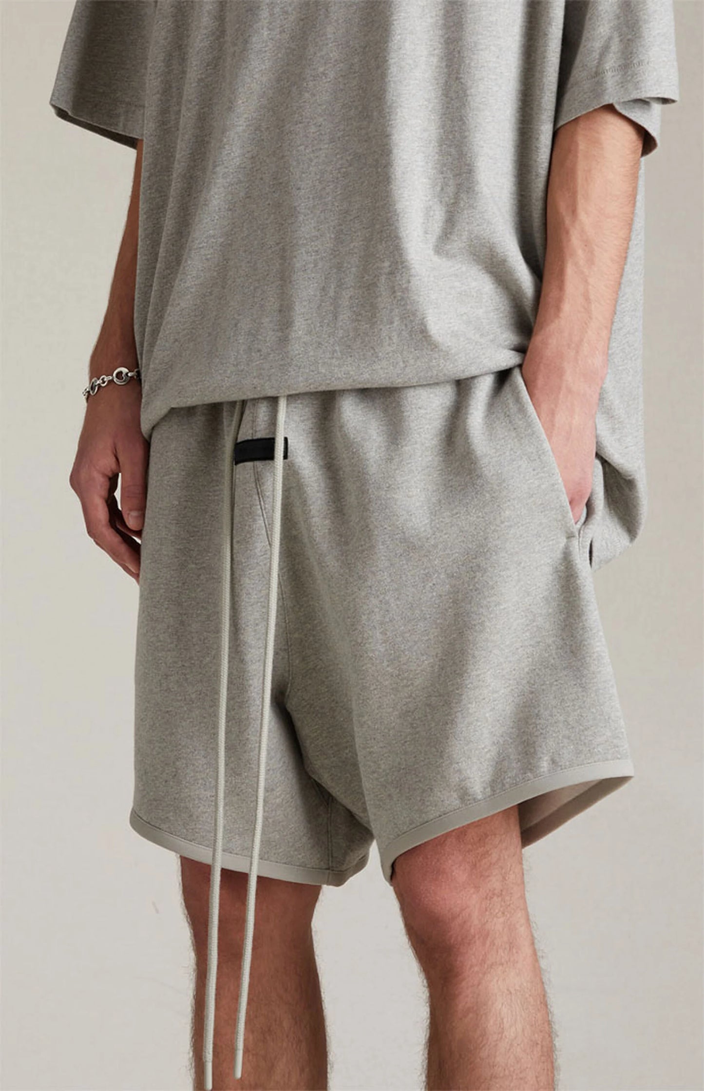 Fear of God Essentials SS22 Sweatshorts - Dark Oatmeal — Jerry Lorenzo Essentials heavyweight basic, fleece sweatshort, front view