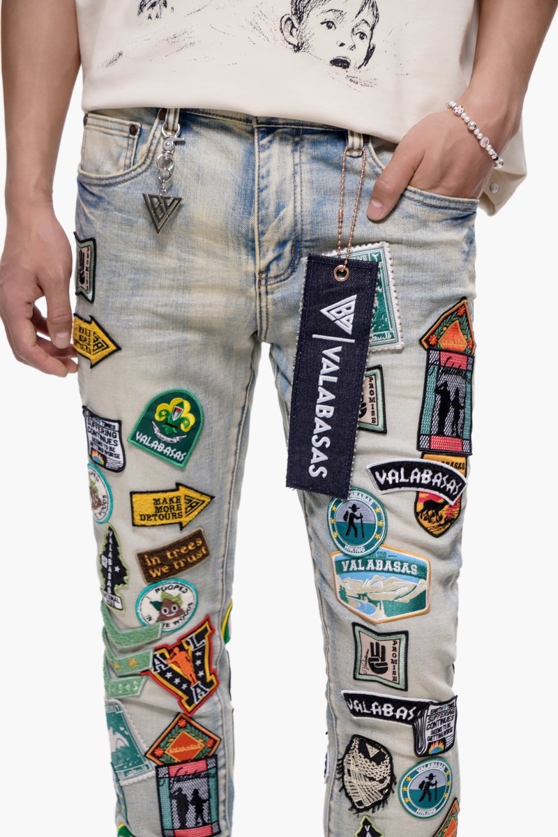 9-57 - Axis Stacked Light Blue Jeans - Light Blue — back view