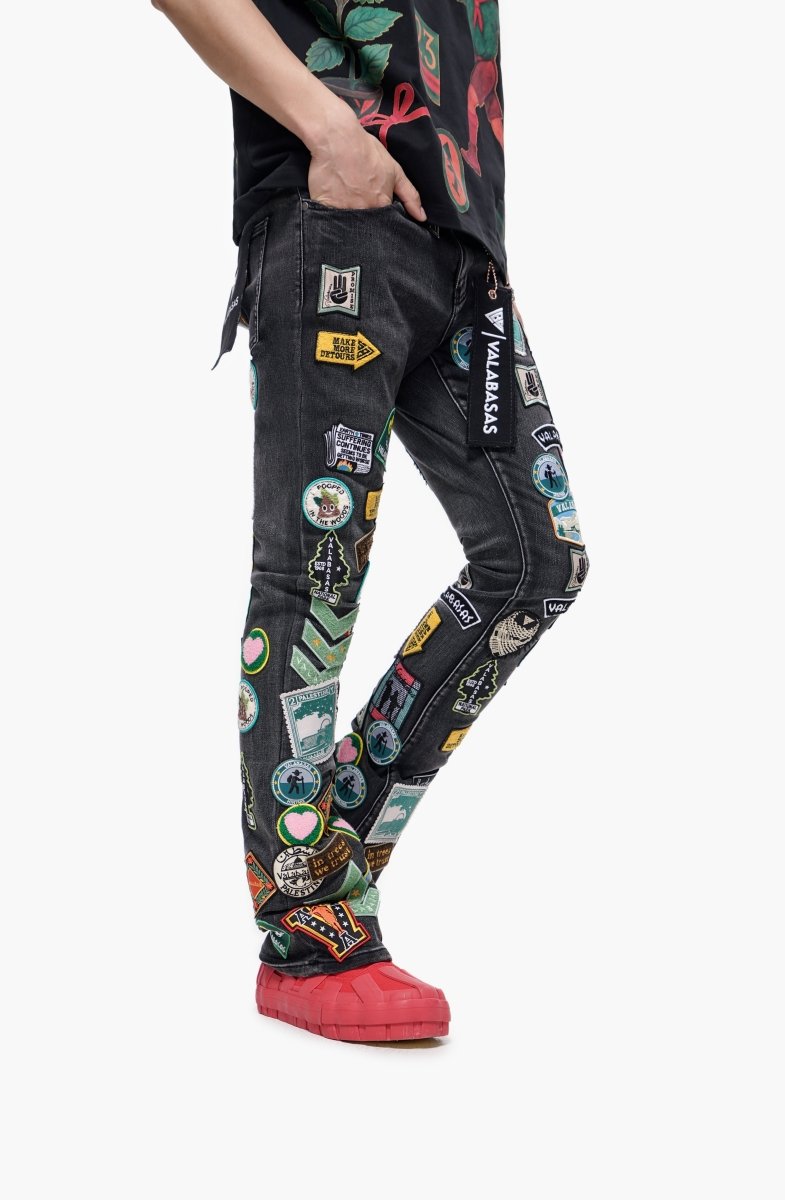 9-57 - Axis Stacked Black Grey Jean - Black Grey — back view