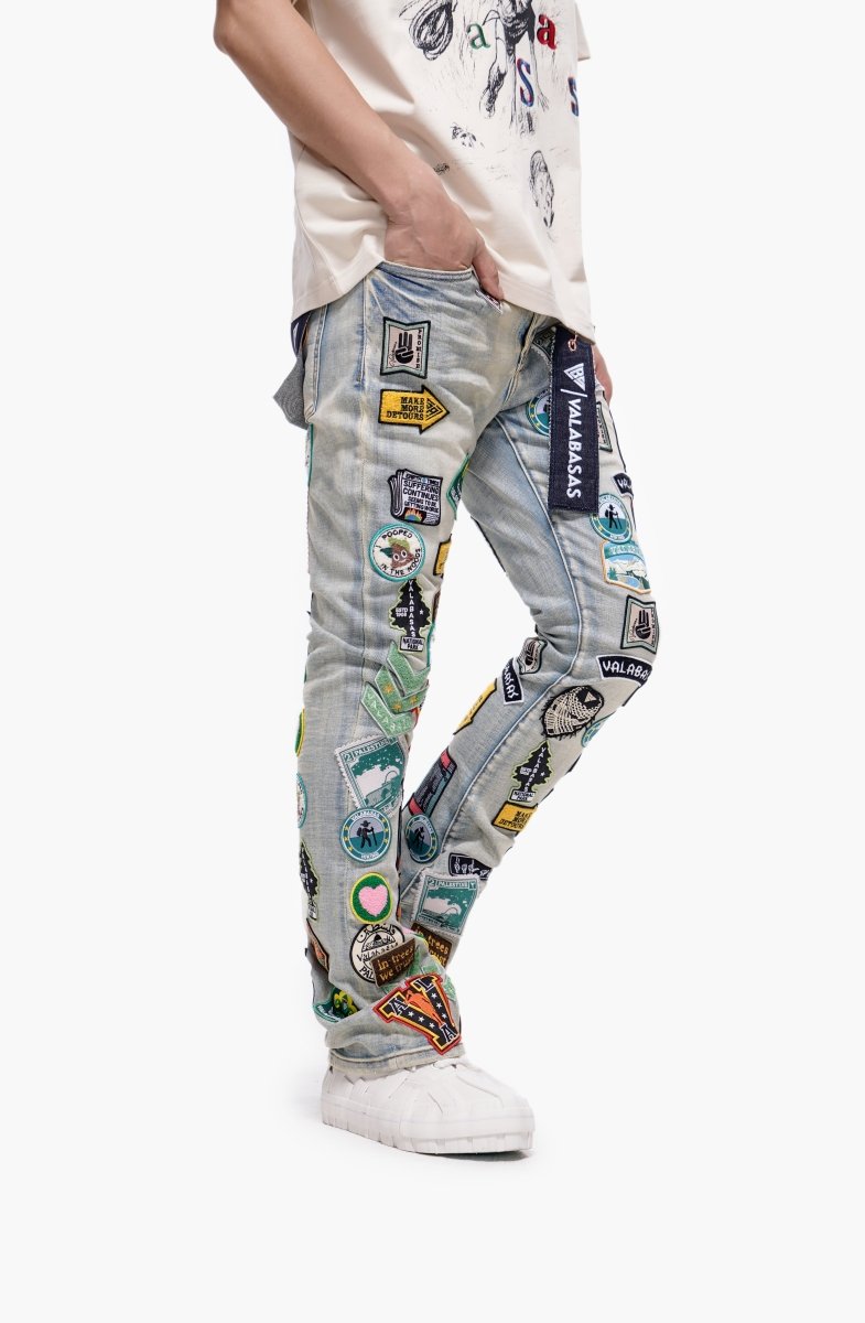 9-57 - Axis Stacked Light Blue Jeans - Light Blue — side