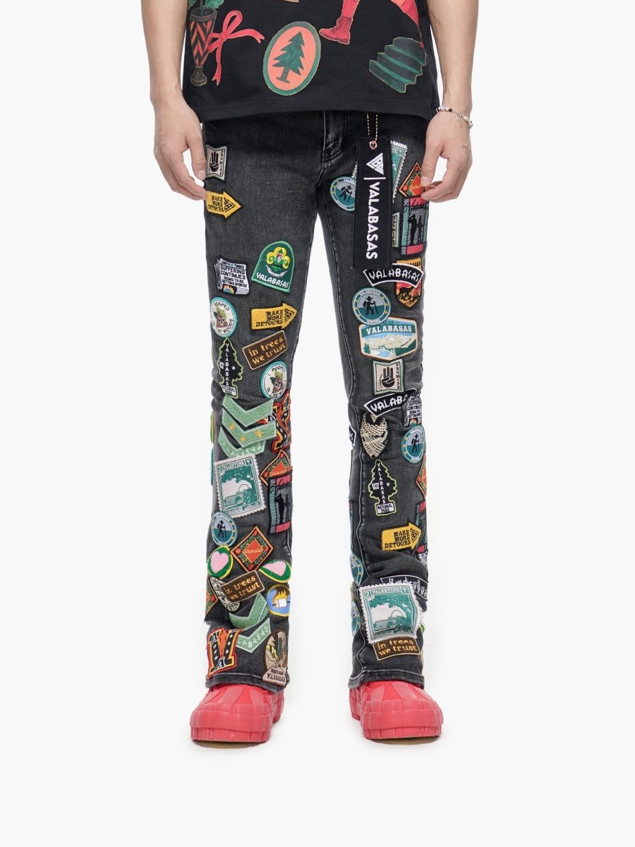 9-57 - Axis Stacked Black Grey Jean - Black Grey — side