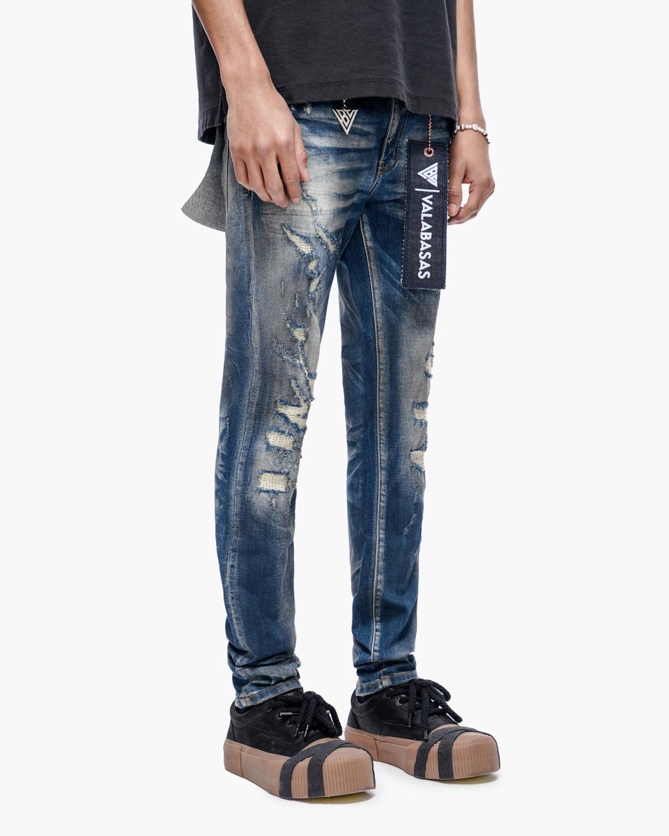 9-57 - Leader Dark Blue Wash Skinny - Dark Blue Wash — close-up detail