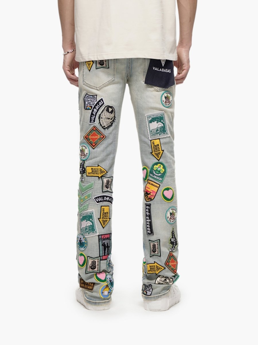 9-57 - Axis Stacked Light Blue Jeans - Light Blue — close-up detail