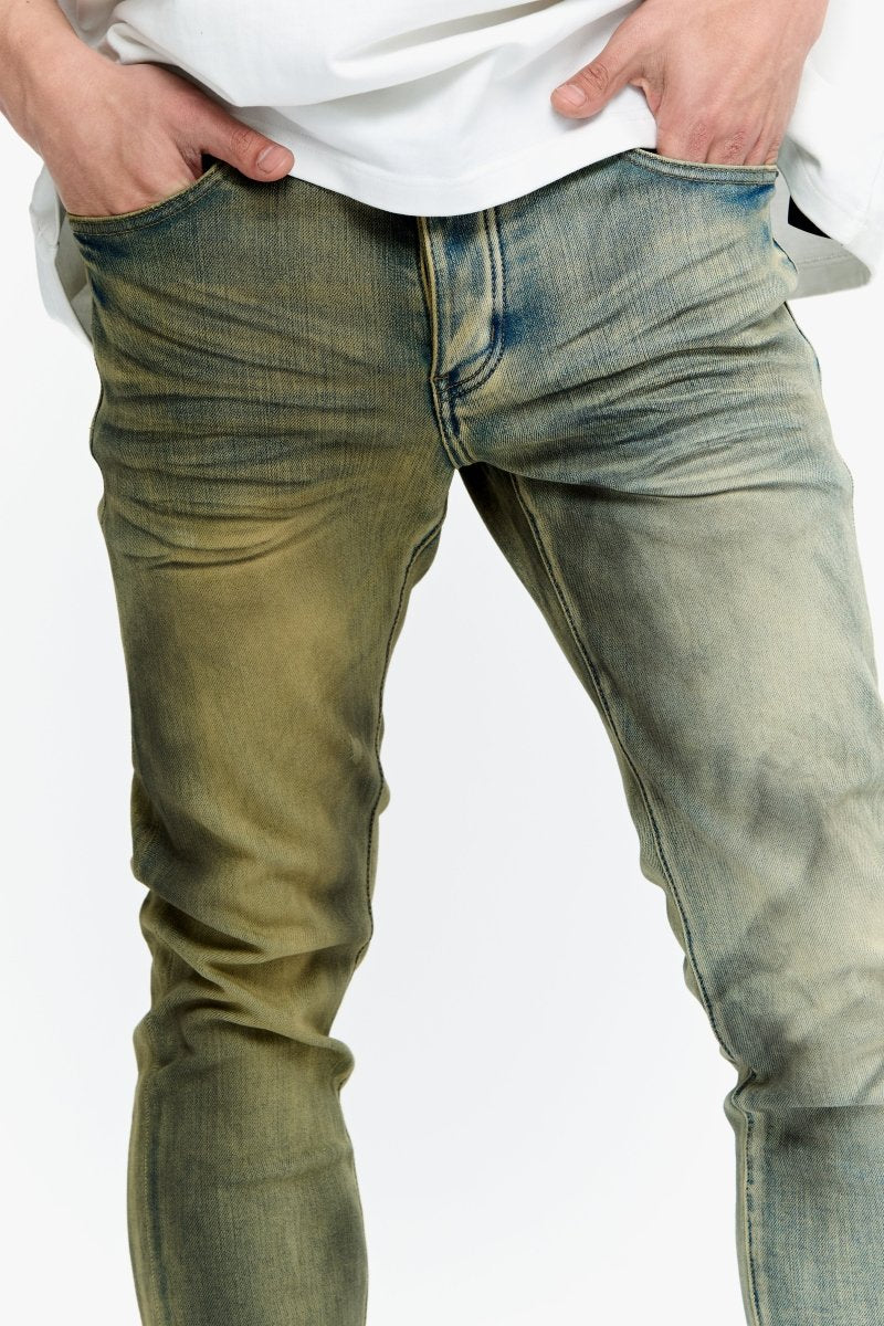 9-57 - Mr.flex Skinny Yellow Vintage/lt.yellow Washed - Yellow Vt Lt Y. Wash — close-up detail