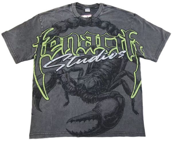 Tenaciti Scorpion Tee - Gray — Tenaciti graphic tee with bold print, short-sleeve cotton tee, front view