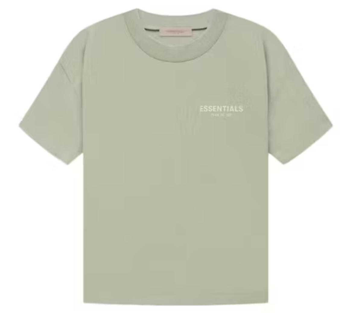 Fear of God Essentials Tee - Seafoam — Jerry Lorenzo Essentials heavyweight basic, short-sleeve cotton tee, front view