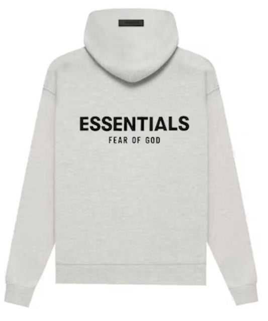 Fear of God Essentials SS22 Hoodie - Light Oatmeal — Jerry Lorenzo Essentials heavyweight basic, pullover hoodie, front view