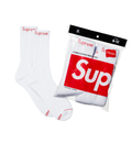Supreme Hanes Crew Socks 4-Pack - White — Supreme x Hanes American basics collab, crew sock multipack, flat lay