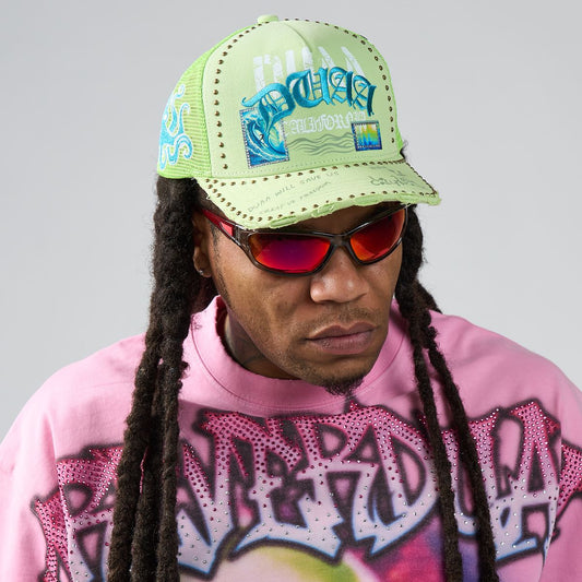 Duaa - Wave Snapback Hat - Green — front view