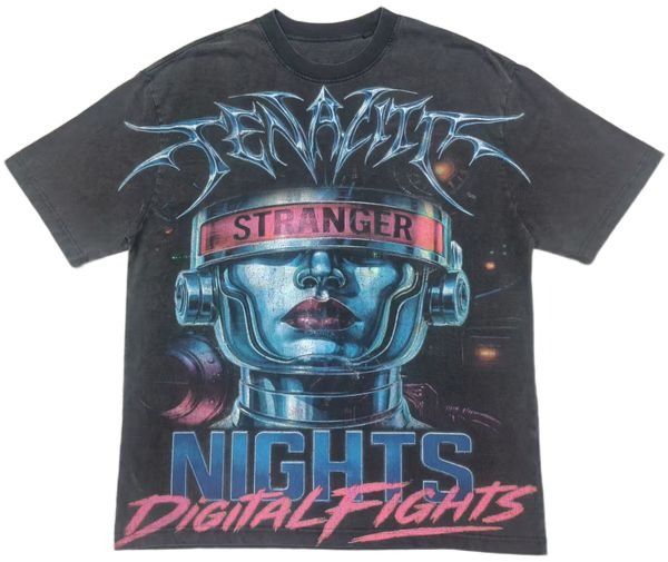 Tenaciti Stranger Tee - Black — Tenaciti graphic tee with bold print, short-sleeve cotton tee, front view