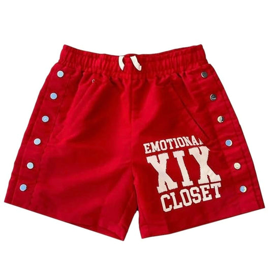 Red "Backyard" Nylon Shorts — shorts