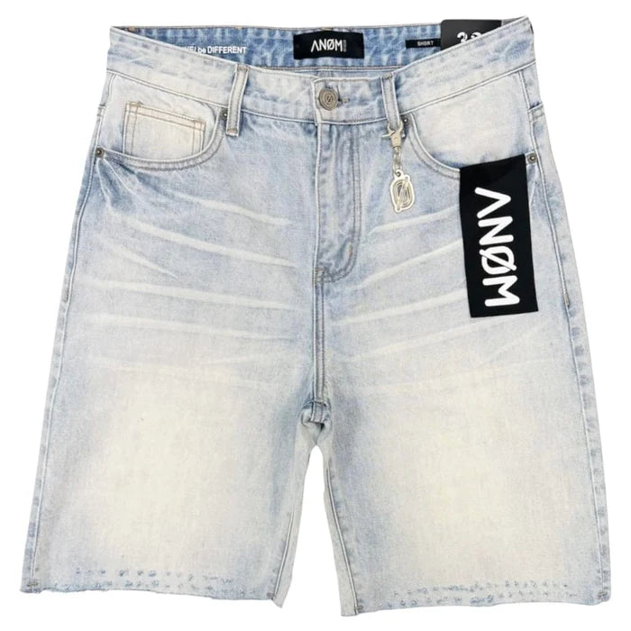 Anom Frame Short in Ice Blue denim — front view