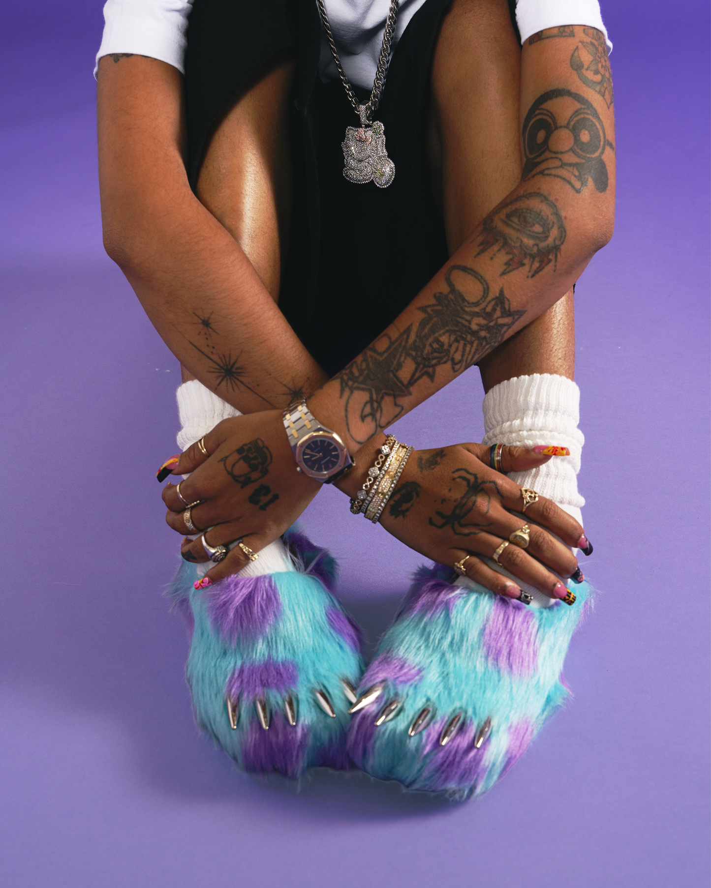 Bravest Studios Claw Mules - Monster — Bravest Studios cult mule with viral motif, sandal, side profile