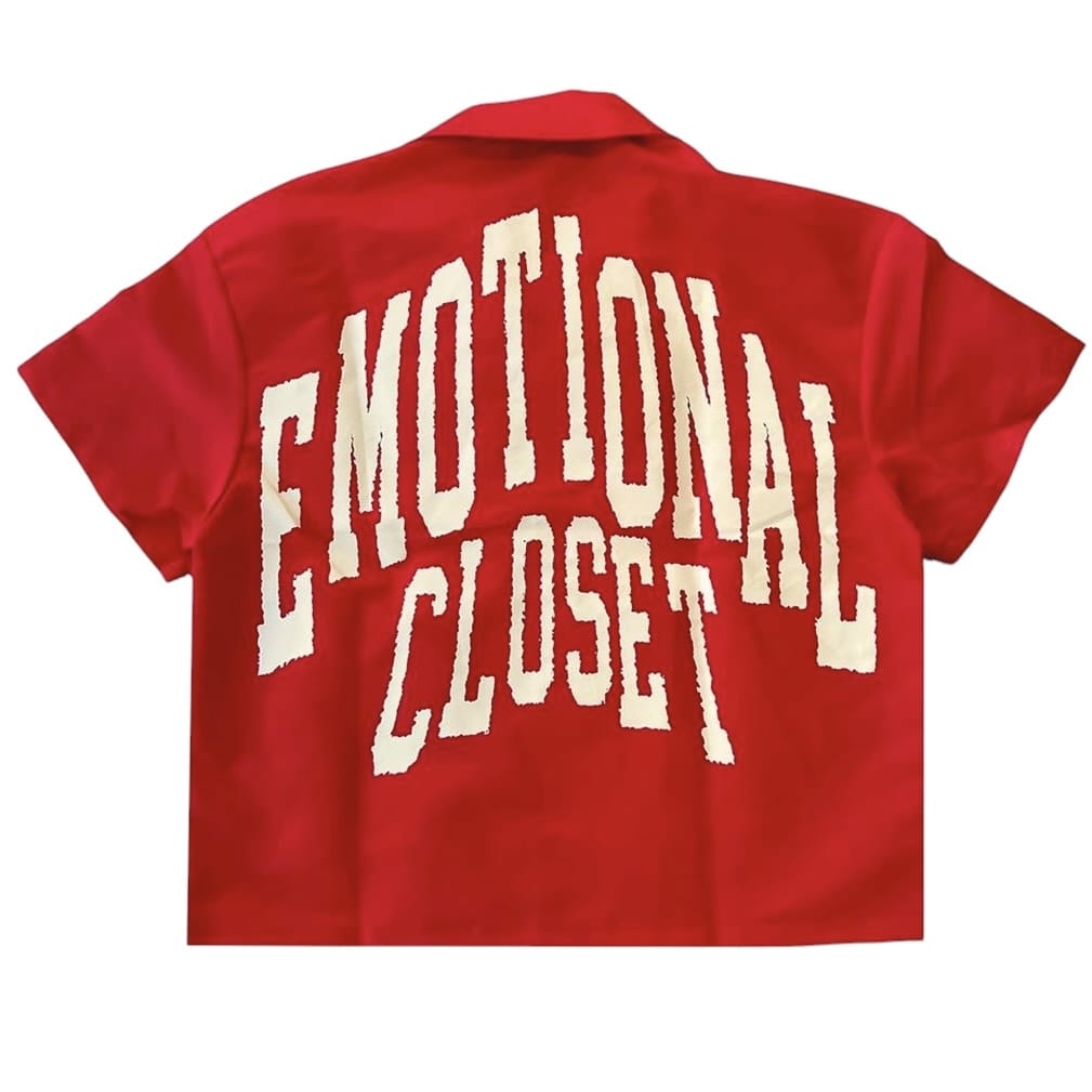Red "Backyard" Nylon Shirt — back view