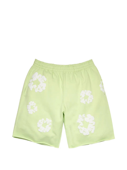 Denim Tears Cotton Wreath Sweatshorts - Mint — Tremaine Emory Cotton Wreath signature, fleece sweatshort, front view