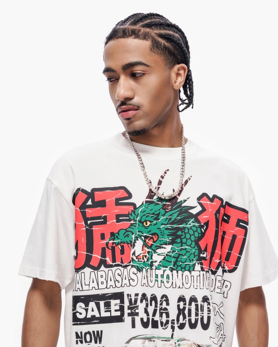Valabasas - Japanese Motors Tee - Japanese Motors - White — close-up detail