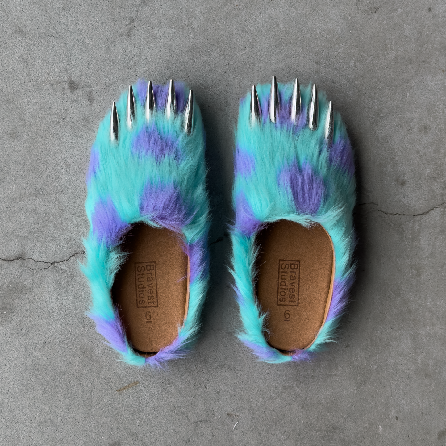 Bravest Studios Claw Mules - Monster — Bravest Studios cult mule with viral motif, sandal, side profile