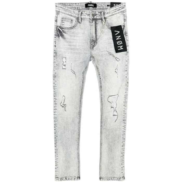 Anom Vanta Slim Fit in Snow Gray Wash denim — front view