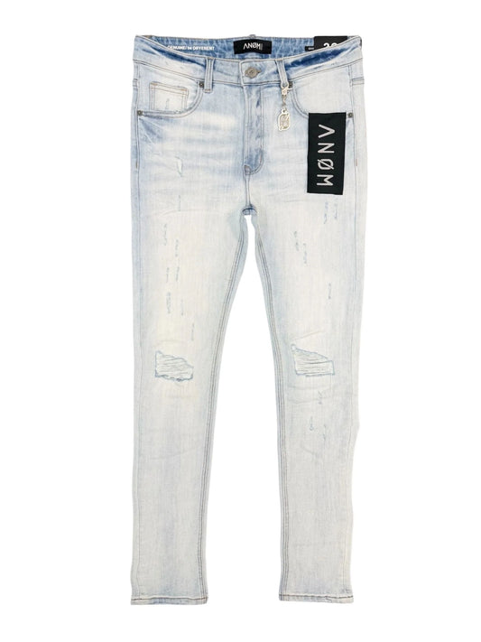 Anom Veld Skinny Fit in Ice Blue denim — front view